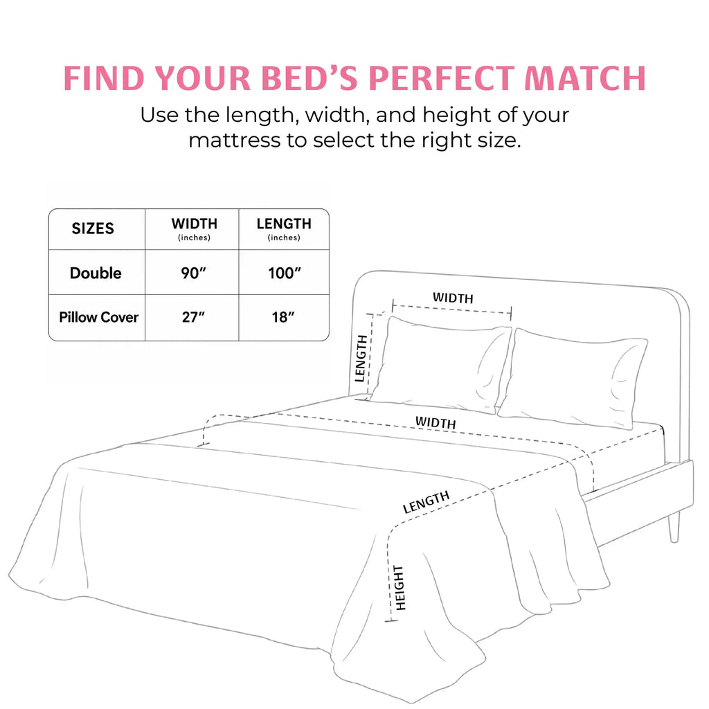 Florence Double Bedsheet, 100% Cloud Cotton, 240 TC, 2 Pillow Covers