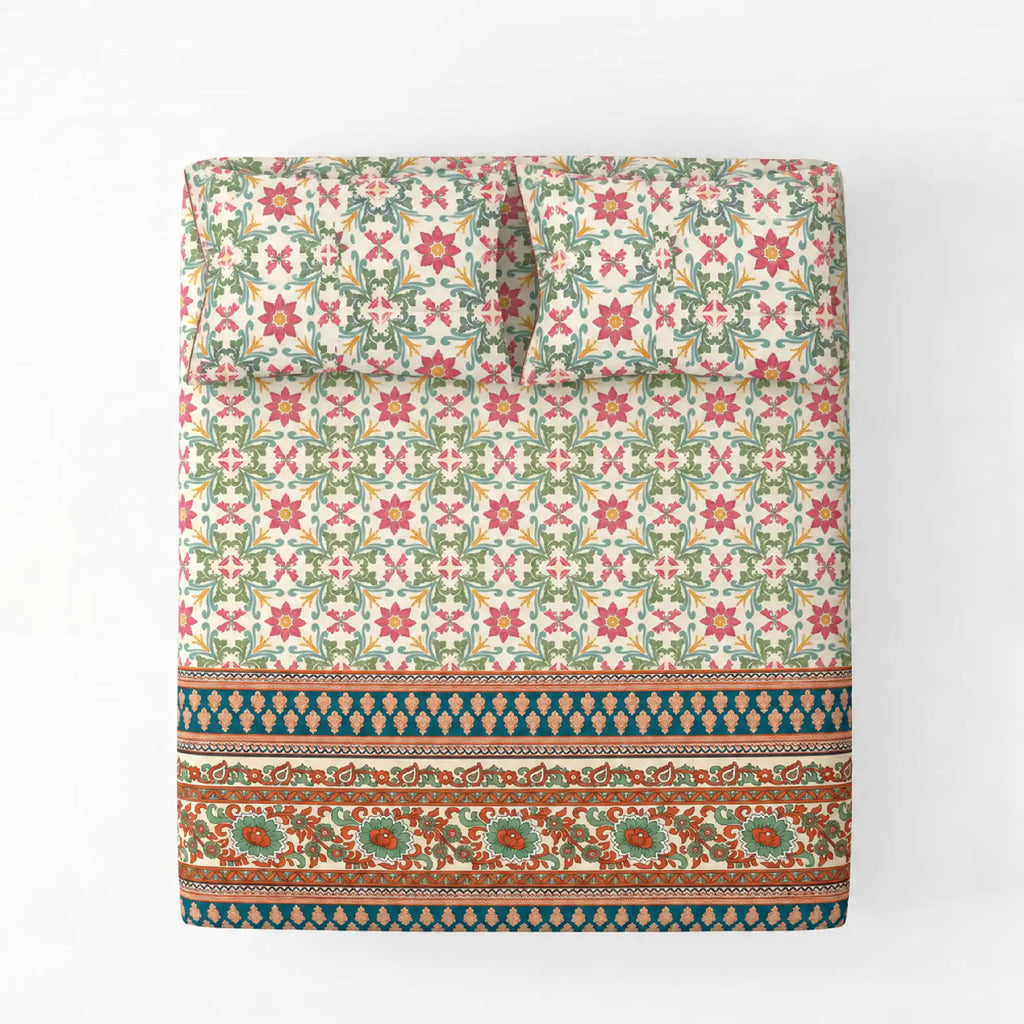 Florence Double Bedsheet, 100% Cloud Cotton, 240 TC, 2 Pillow Covers