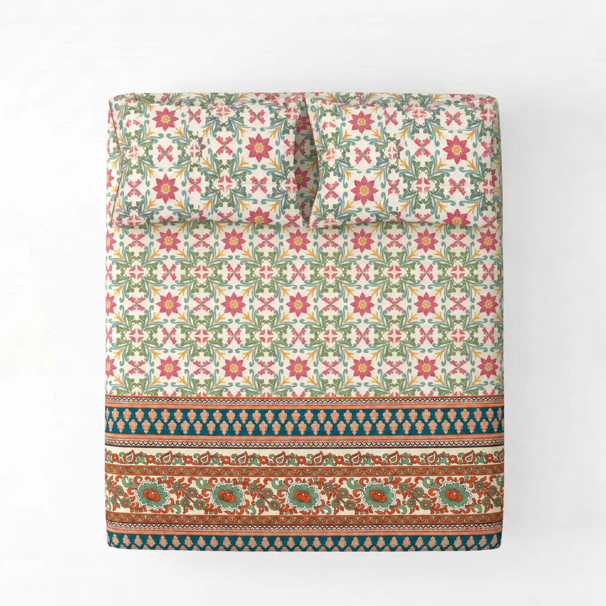 Florence Double Bedsheet, 100% Cloud Cotton, 240 TC, 2 Pillow Covers