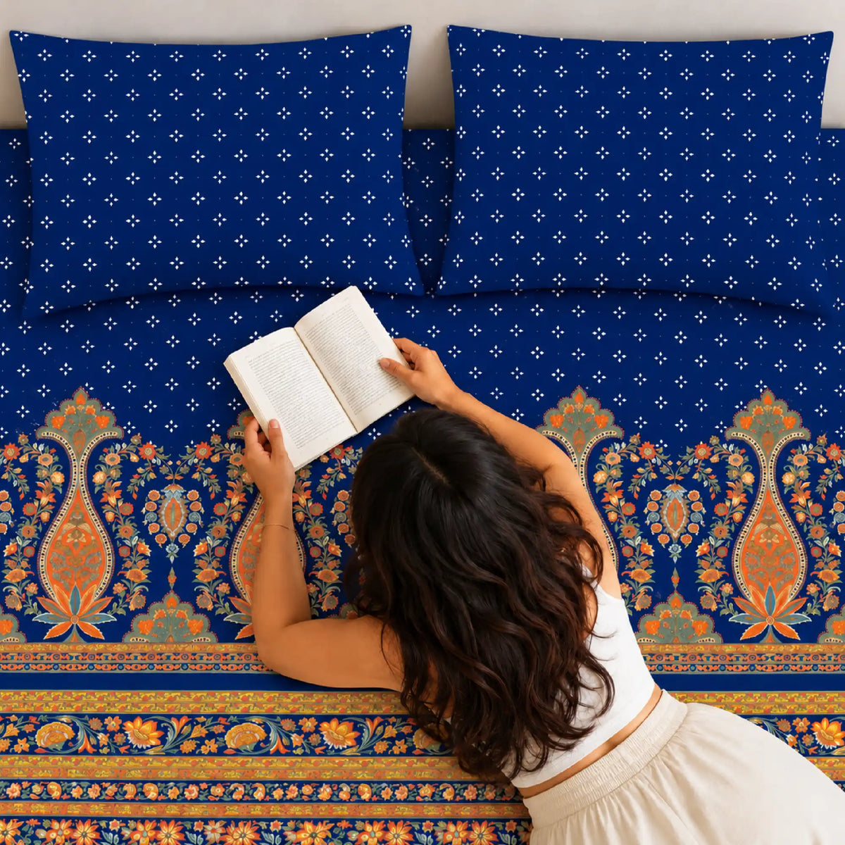 Olivia Double Bedsheet, 100% Cloud Cotton, 240 TC, 2 Pillow Covers