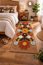 Tan Daisy Beige Runner Mat
