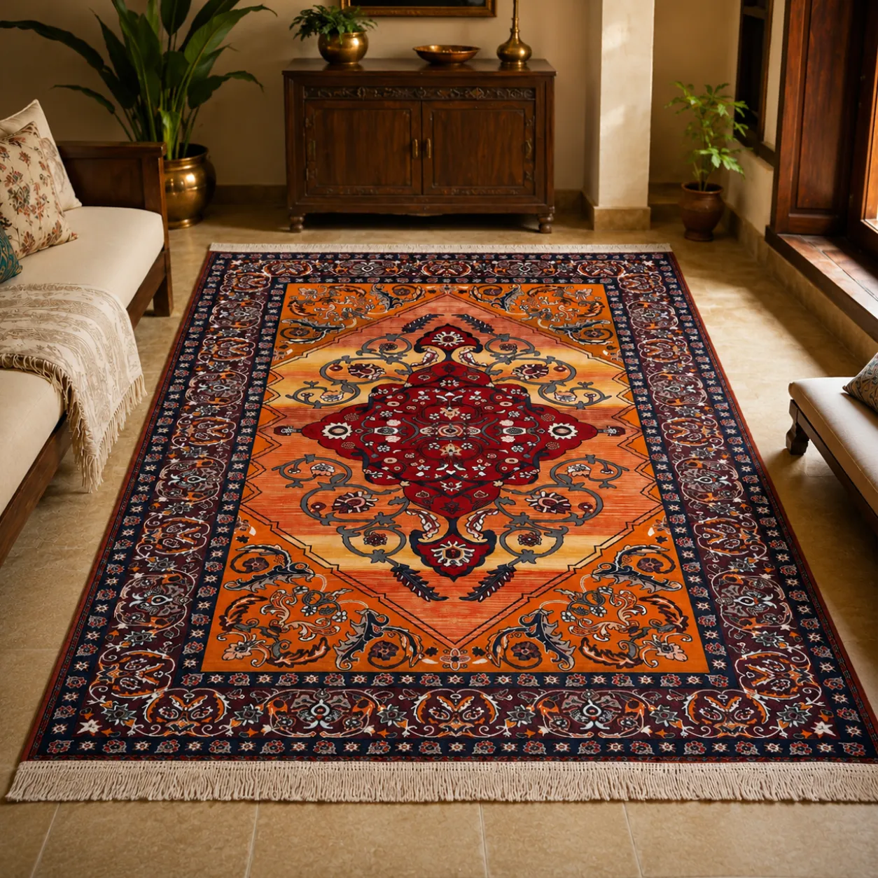 Kashan Persian Carpet - Roseate